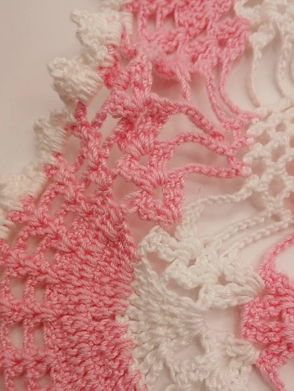 Handmade Pink & White Crochet Doily 20